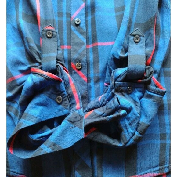 A New Approach Top Small Long Sleeve Plaid Button Up Pockets Tab Sleeve - Picture 10 of 13